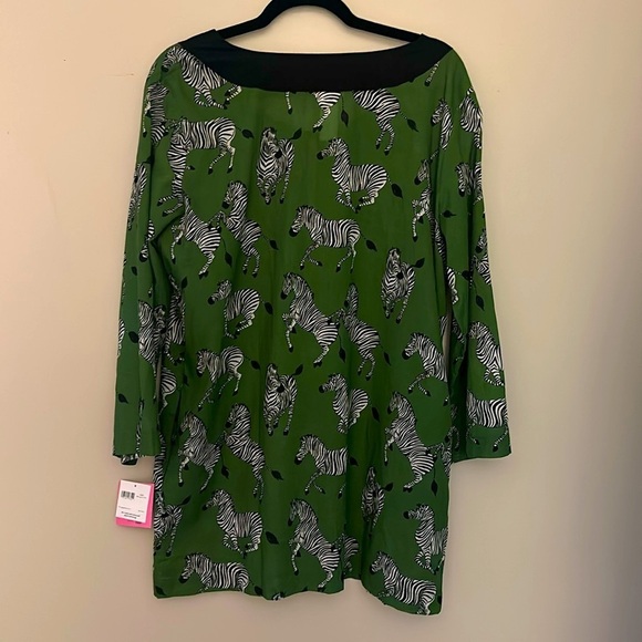 NWT Kate Spade Women’s Tunic Cover Up Zebra Green Black Tie Front Sz Small Chic - Picture 5 of 12